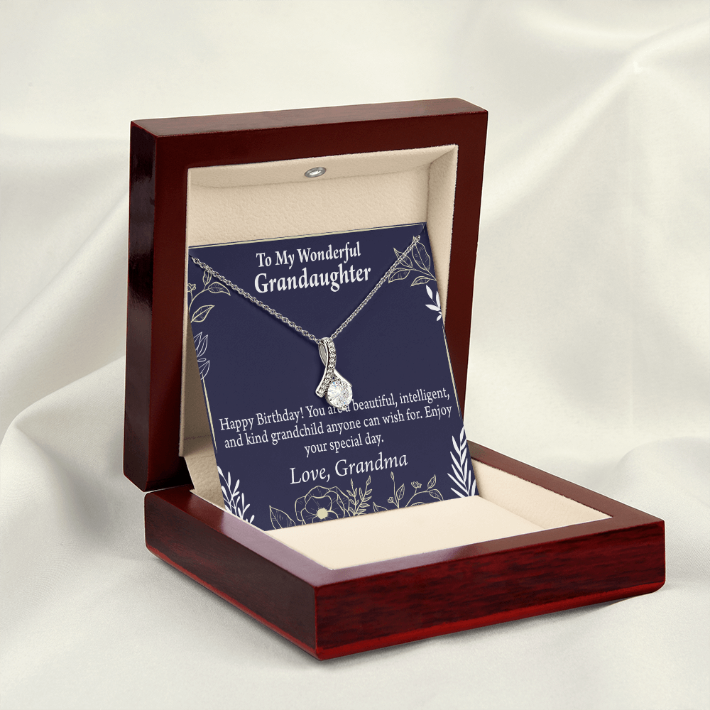 To My Granddaughter Granddaughter Birthday Gift Alluring Ribbon Necklace Message Card-Express Your Love Gifts