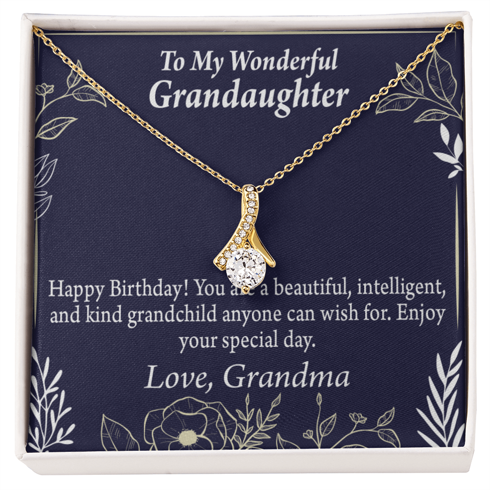 To My Granddaughter Granddaughter Birthday Gift Alluring Ribbon Necklace Message Card-Express Your Love Gifts