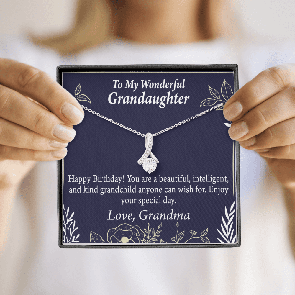 To My Granddaughter Granddaughter Birthday Gift Alluring Ribbon Necklace Message Card-Express Your Love Gifts