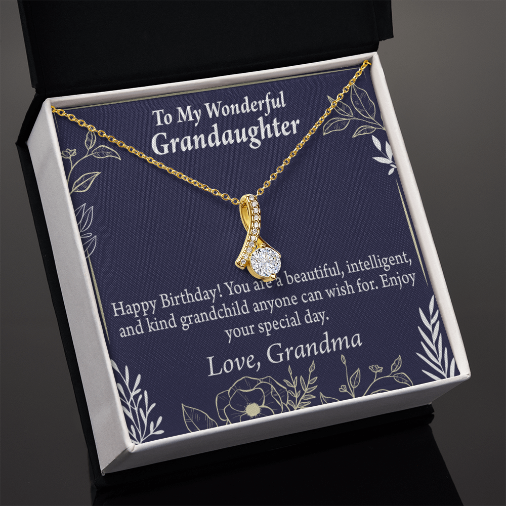 To My Granddaughter Granddaughter Birthday Gift Alluring Ribbon Necklace Message Card-Express Your Love Gifts
