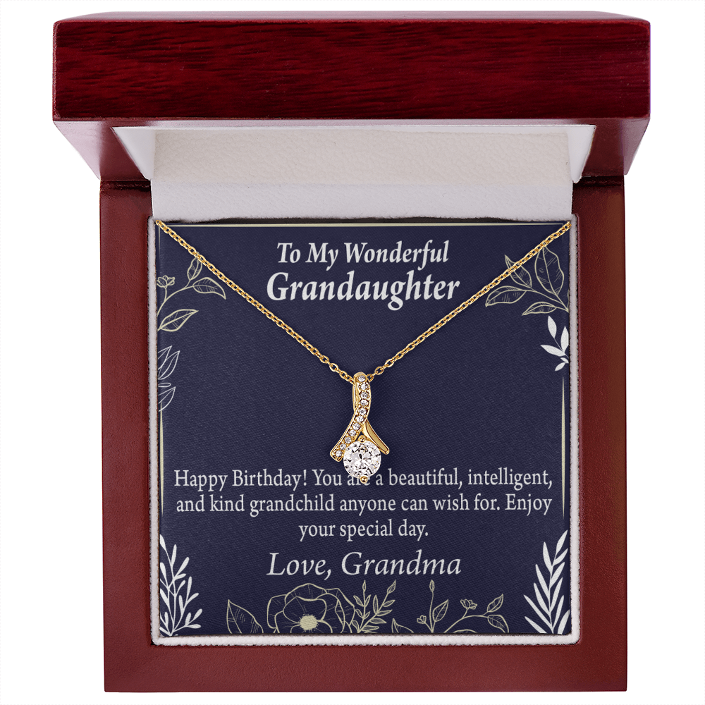 To My Granddaughter Granddaughter Birthday Gift Alluring Ribbon Necklace Message Card-Express Your Love Gifts