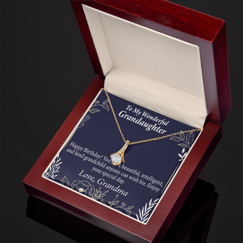 To My Granddaughter Granddaughter Birthday Gift Alluring Ribbon Necklace Message Card-Express Your Love Gifts