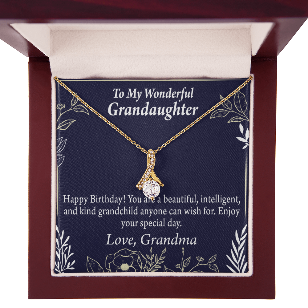 To My Granddaughter Granddaughter Birthday Gift Alluring Ribbon Necklace Message Card-Express Your Love Gifts