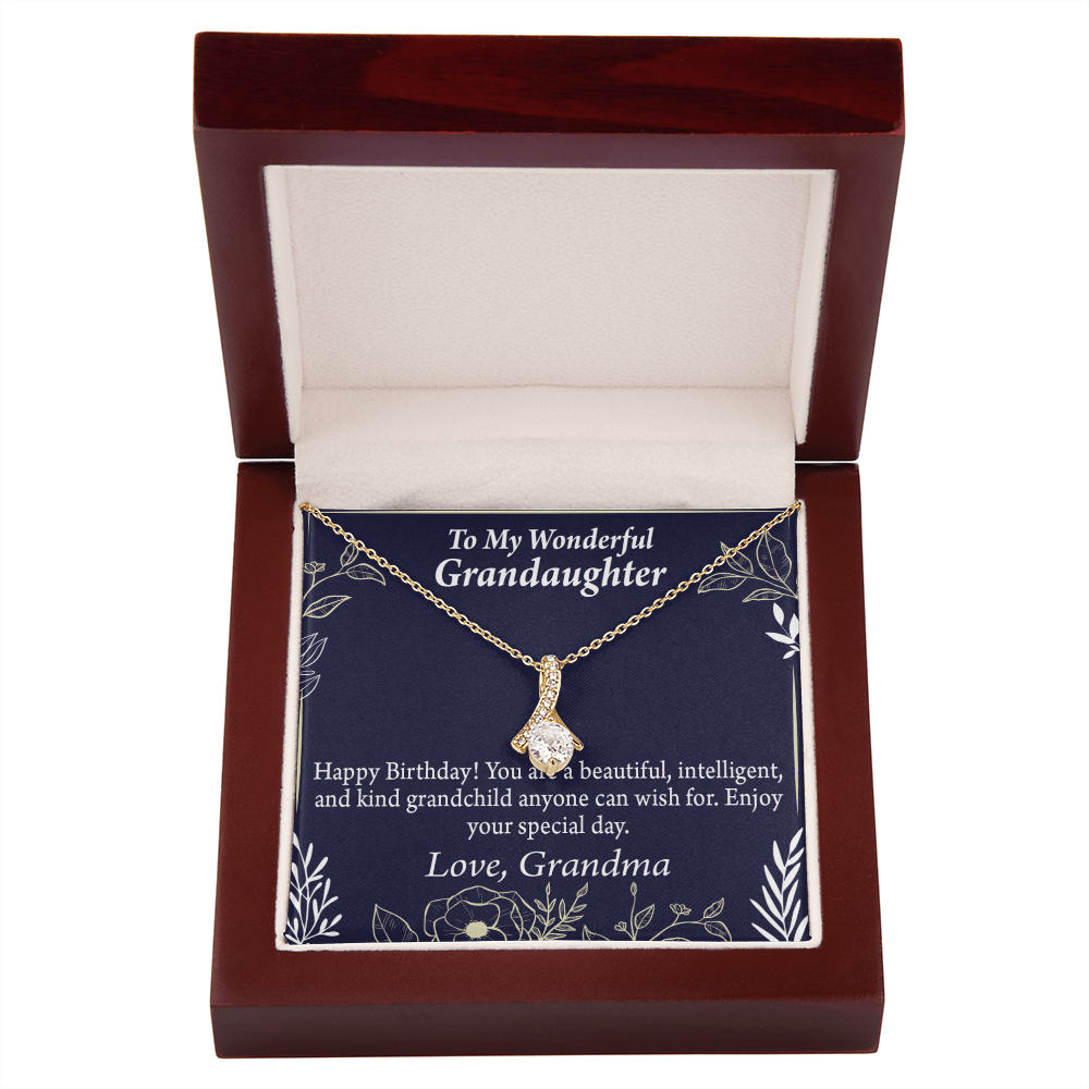 To My Granddaughter Granddaughter Birthday Gift Alluring Ribbon Necklace Message Card-Express Your Love Gifts