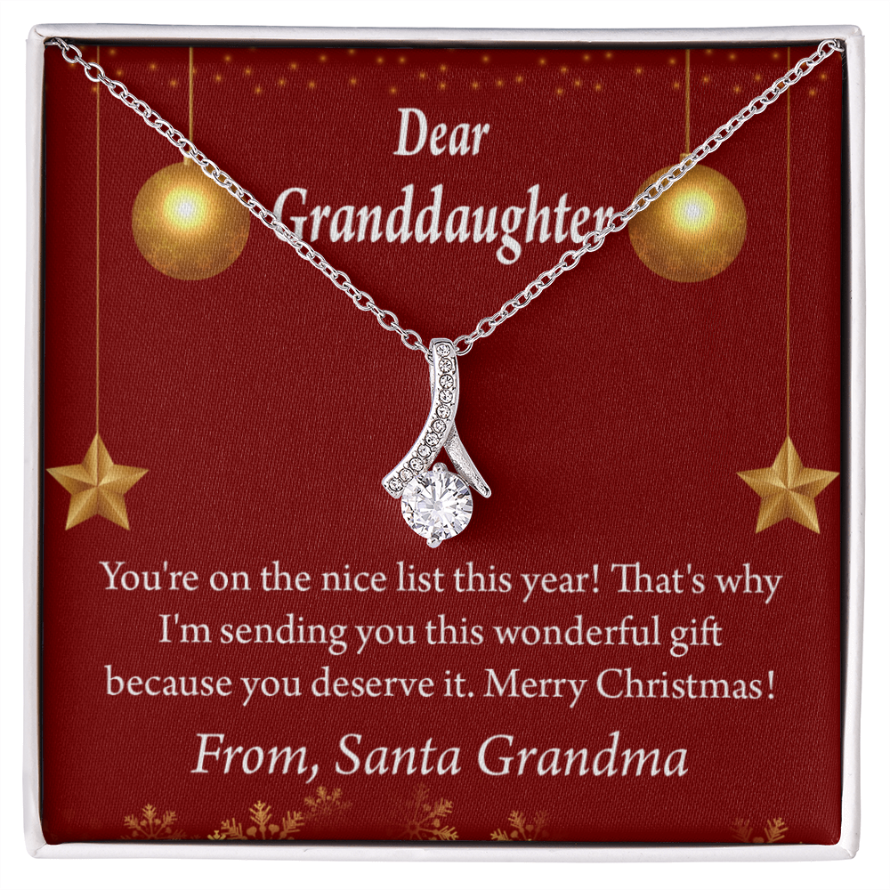 To My Granddaughter Granddaughter Christmas Card Alluring Ribbon Necklace Message Card-Express Your Love Gifts