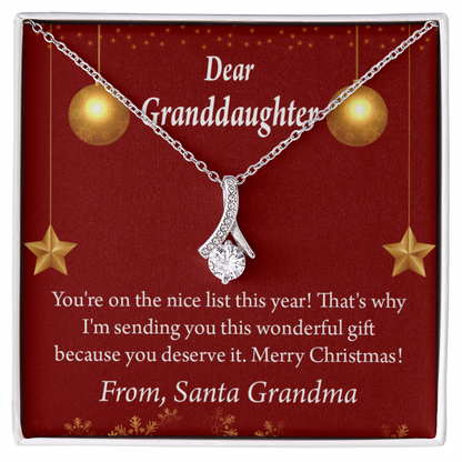 To My Granddaughter Granddaughter Christmas Card Alluring Ribbon Necklace Message Card-Express Your Love Gifts