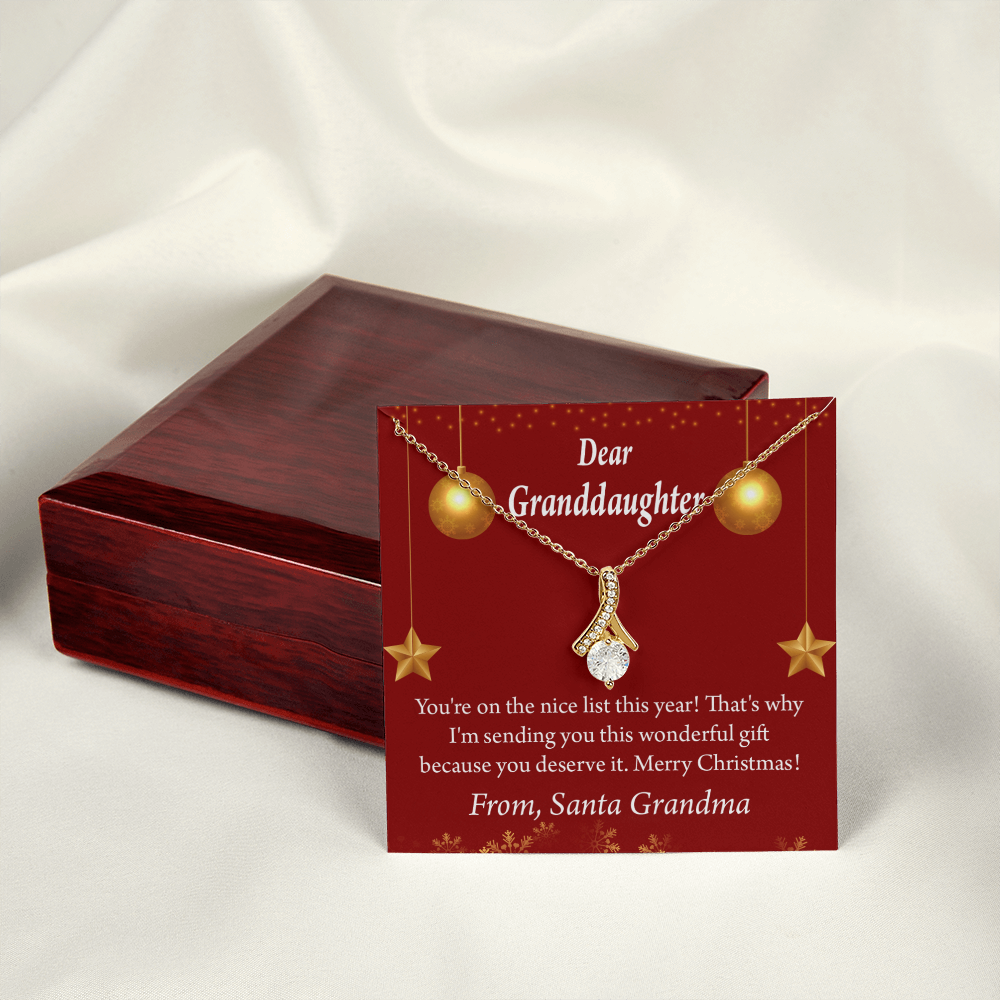 To My Granddaughter Granddaughter Christmas Card Alluring Ribbon Necklace Message Card-Express Your Love Gifts