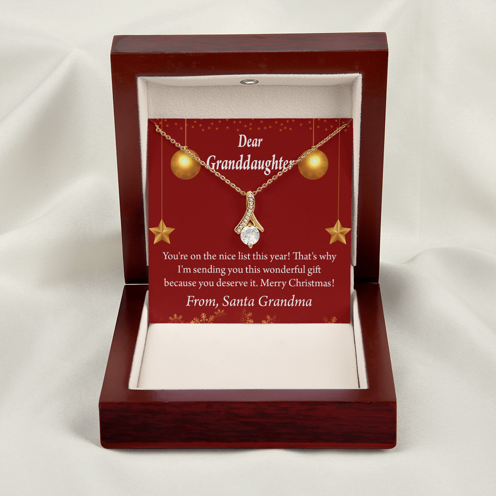 To My Granddaughter Granddaughter Christmas Card Alluring Ribbon Necklace Message Card-Express Your Love Gifts