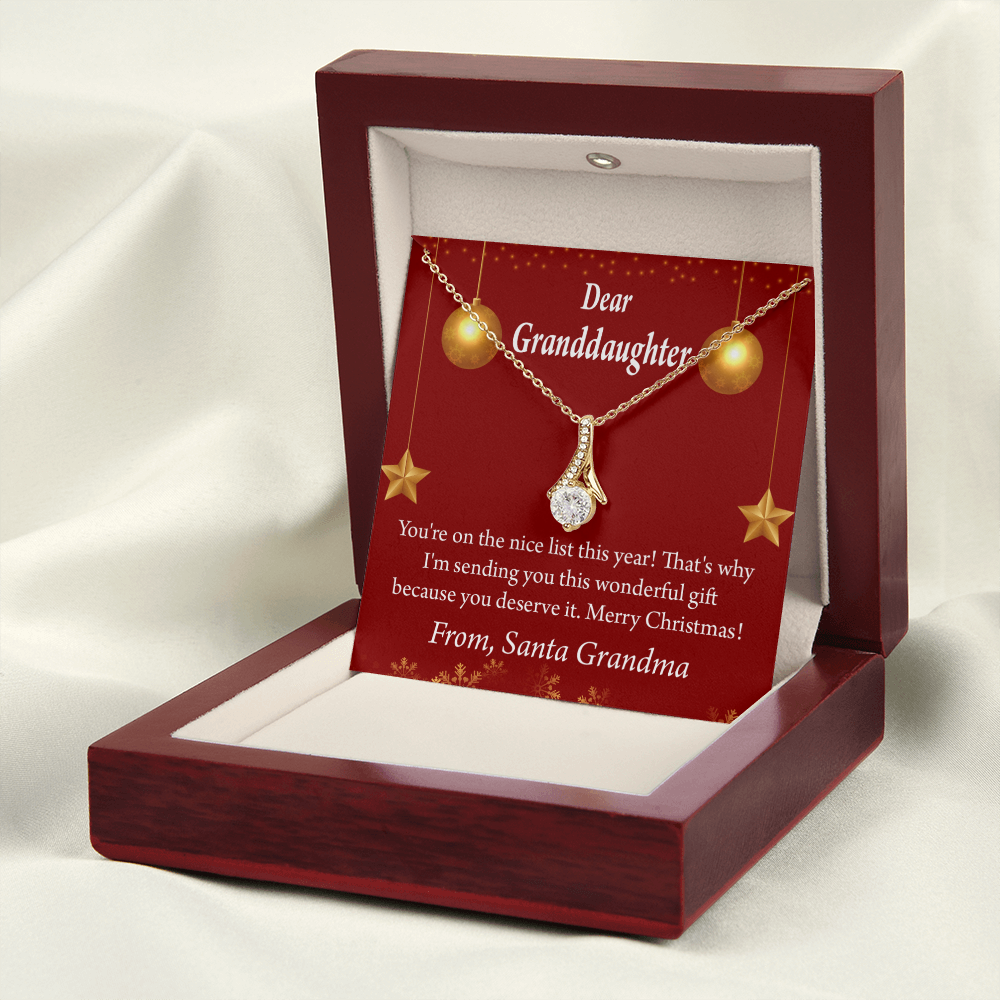 To My Granddaughter Granddaughter Christmas Card Alluring Ribbon Necklace Message Card-Express Your Love Gifts