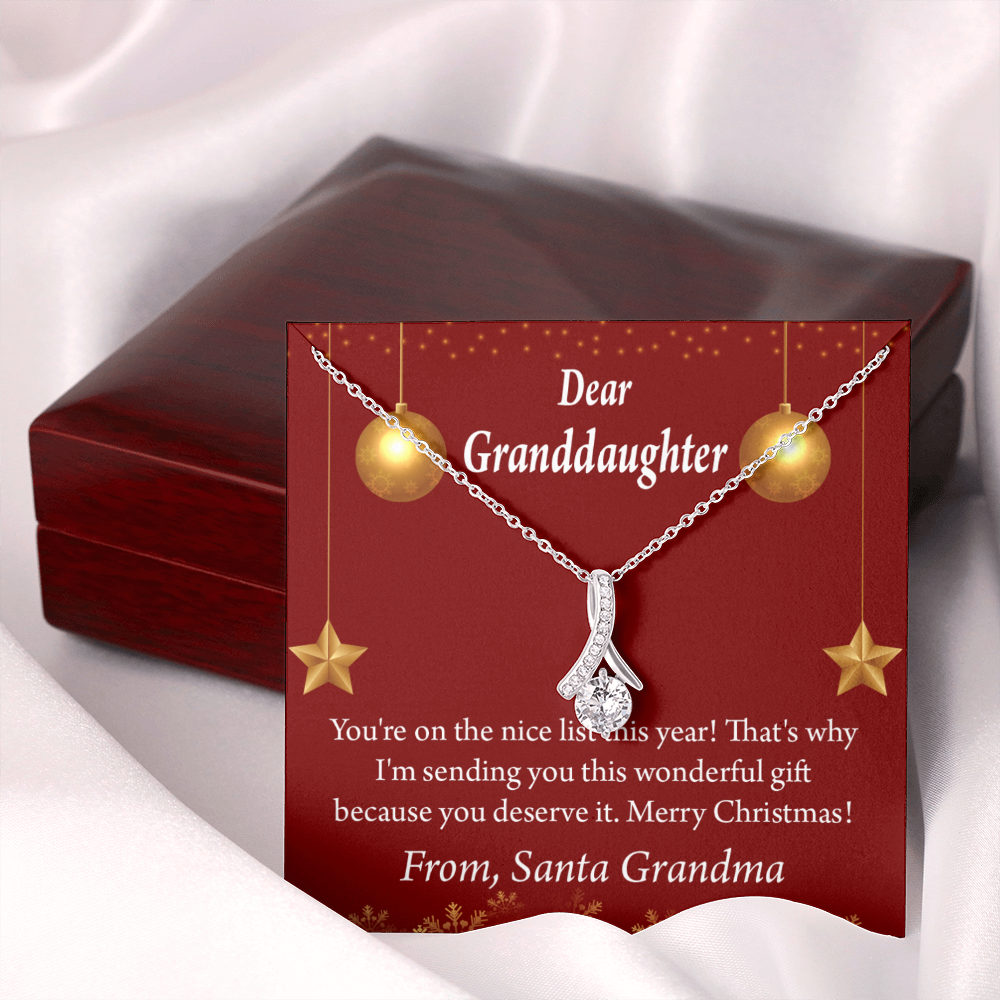 To My Granddaughter Granddaughter Christmas Card Alluring Ribbon Necklace Message Card-Express Your Love Gifts