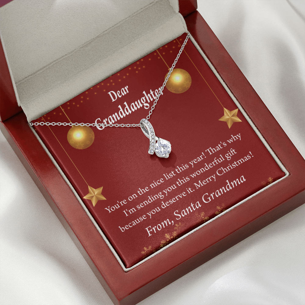 To My Granddaughter Granddaughter Christmas Card Alluring Ribbon Necklace Message Card-Express Your Love Gifts