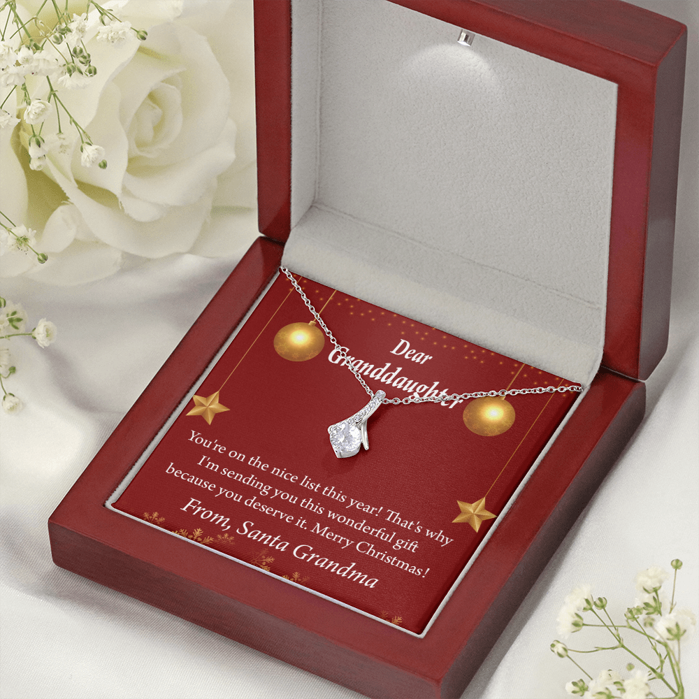 To My Granddaughter Granddaughter Christmas Card Alluring Ribbon Necklace Message Card-Express Your Love Gifts