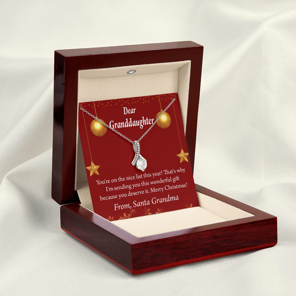 To My Granddaughter Granddaughter Christmas Card Alluring Ribbon Necklace Message Card-Express Your Love Gifts
