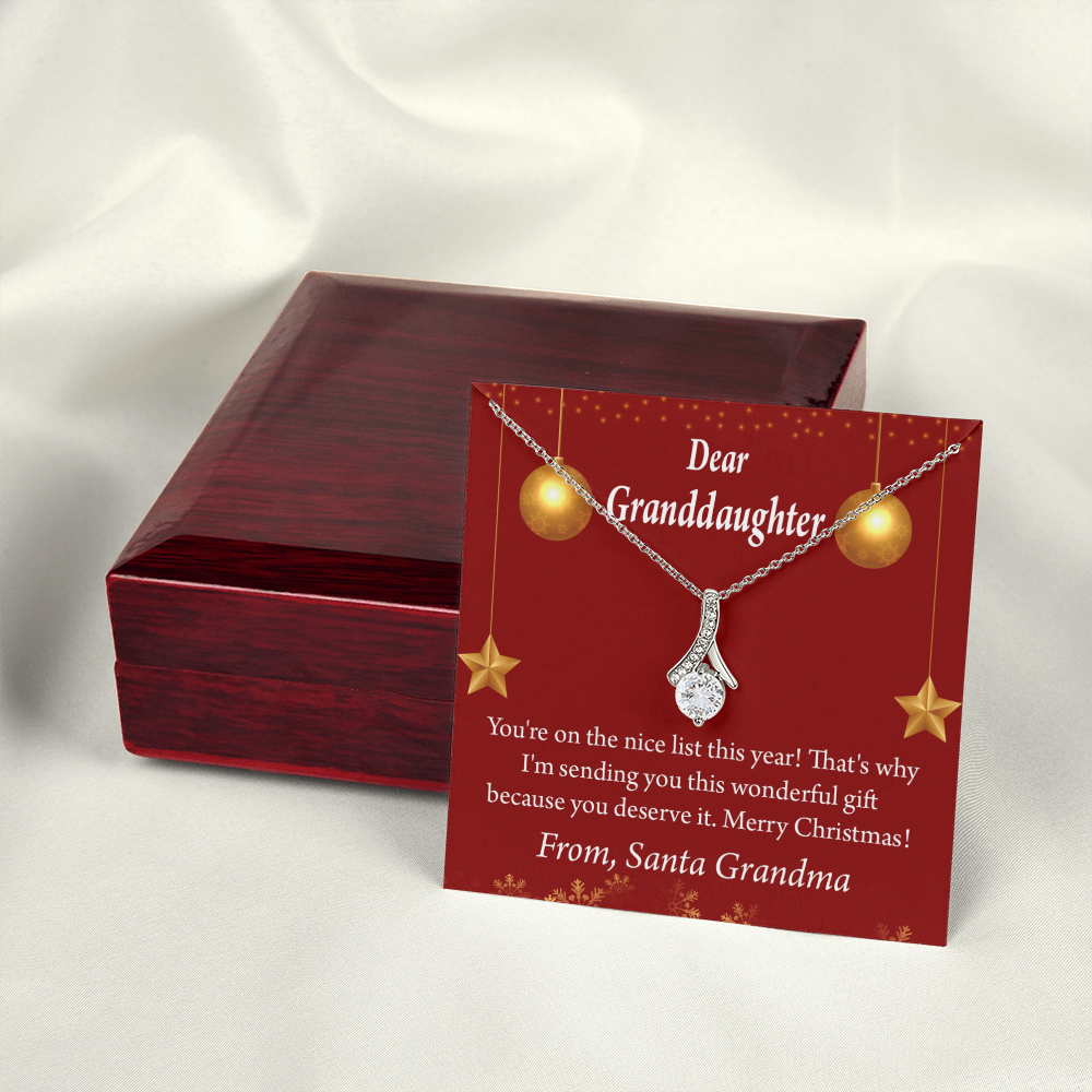 To My Granddaughter Granddaughter Christmas Card Alluring Ribbon Necklace Message Card-Express Your Love Gifts