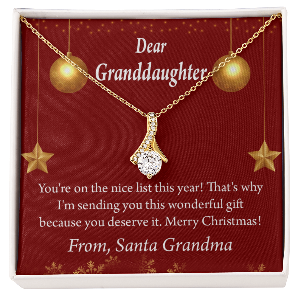 To My Granddaughter Granddaughter Christmas Card Alluring Ribbon Necklace Message Card-Express Your Love Gifts