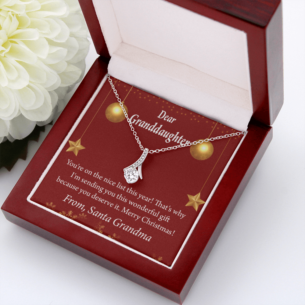 To My Granddaughter Granddaughter Christmas Card Alluring Ribbon Necklace Message Card-Express Your Love Gifts