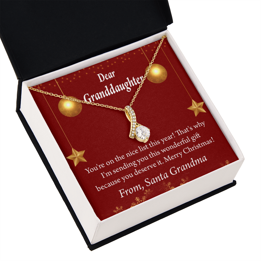 To My Granddaughter Granddaughter Christmas Card Alluring Ribbon Necklace Message Card-Express Your Love Gifts
