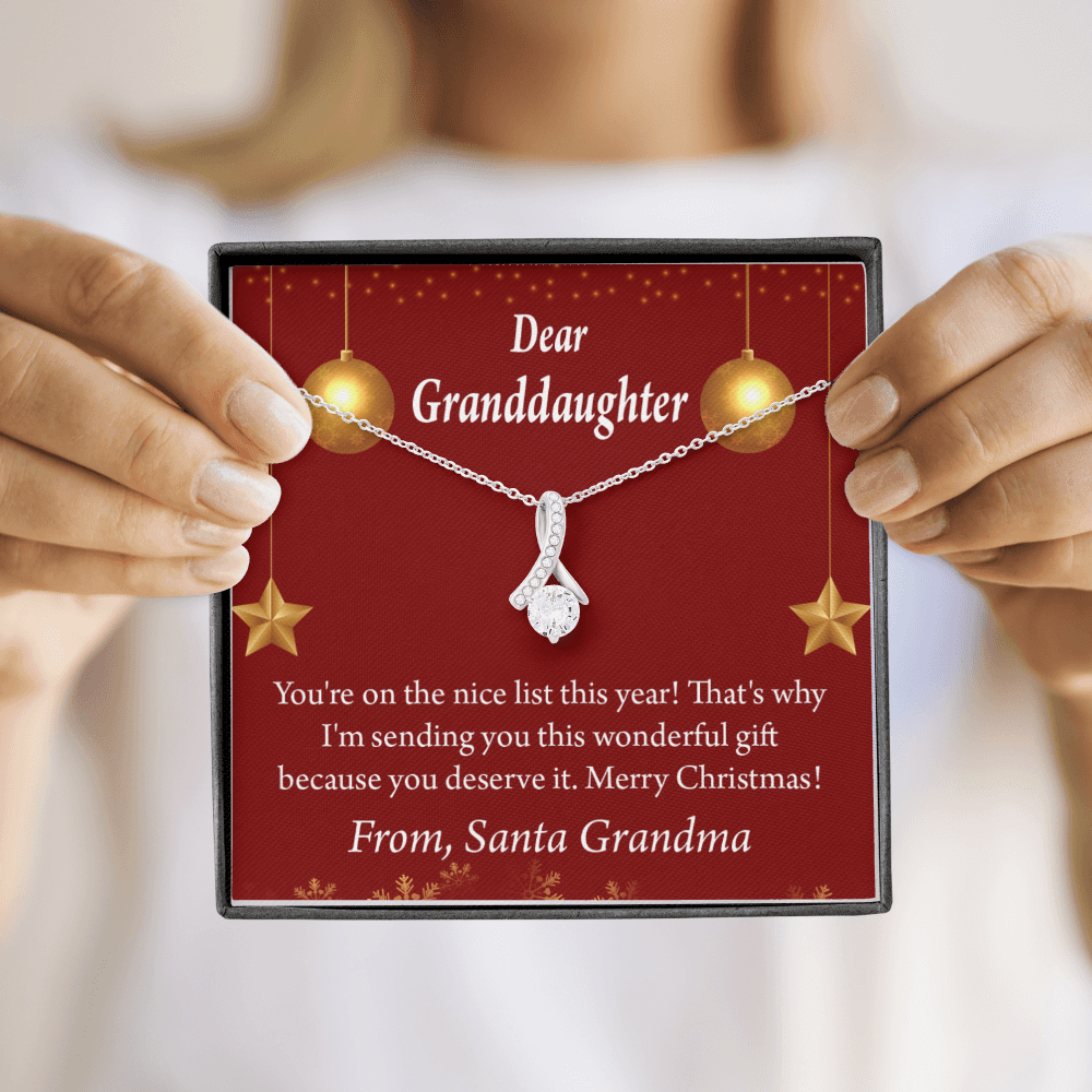 To My Granddaughter Granddaughter Christmas Card Alluring Ribbon Necklace Message Card-Express Your Love Gifts