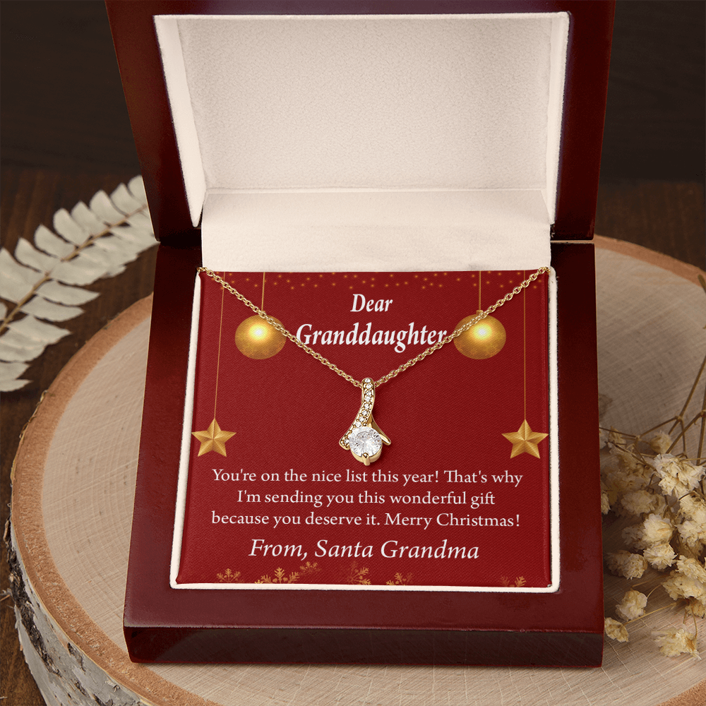 To My Granddaughter Granddaughter Christmas Card Alluring Ribbon Necklace Message Card-Express Your Love Gifts