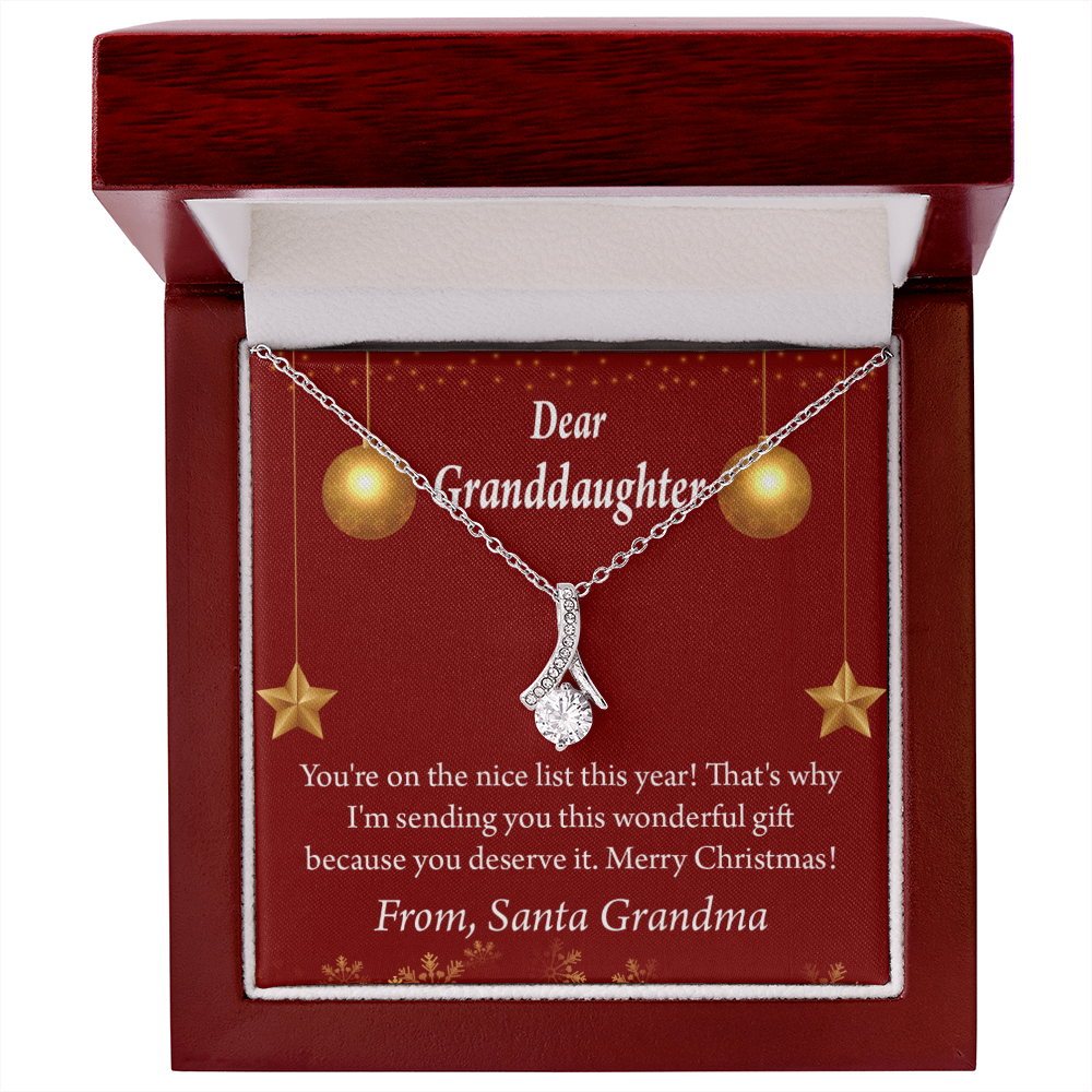 To My Granddaughter Granddaughter Christmas Card Alluring Ribbon Necklace Message Card-Express Your Love Gifts
