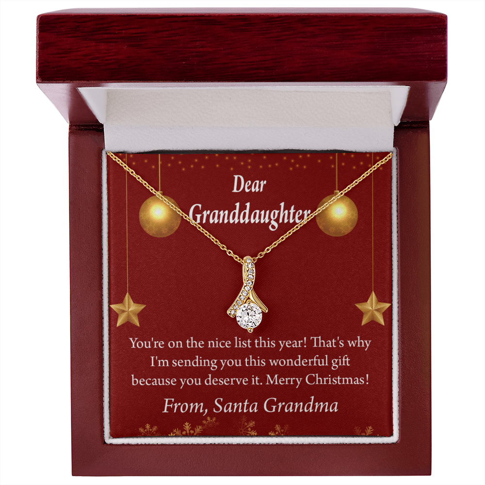 To My Granddaughter Granddaughter Christmas Card Alluring Ribbon Necklace Message Card-Express Your Love Gifts
