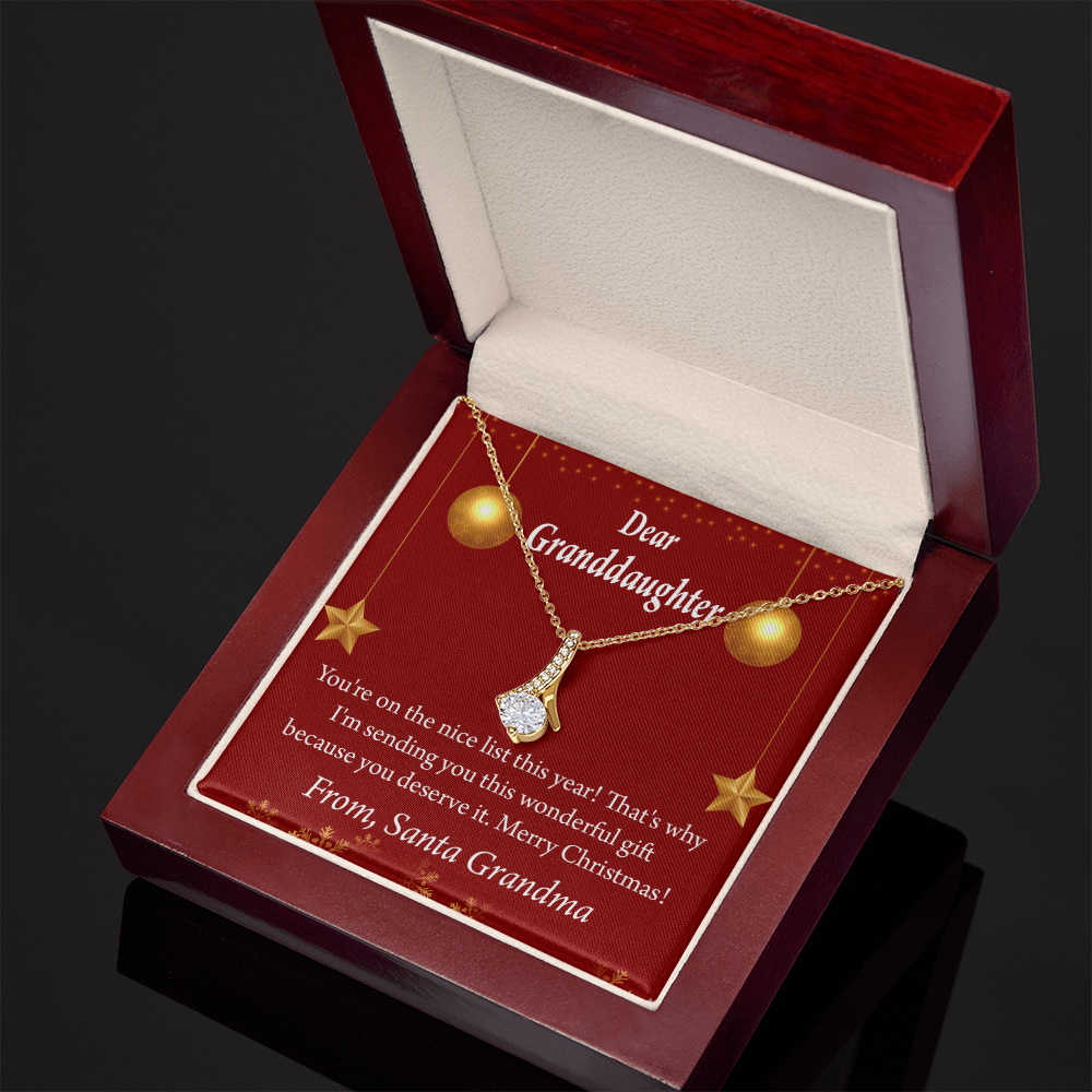 To My Granddaughter Granddaughter Christmas Card Alluring Ribbon Necklace Message Card-Express Your Love Gifts