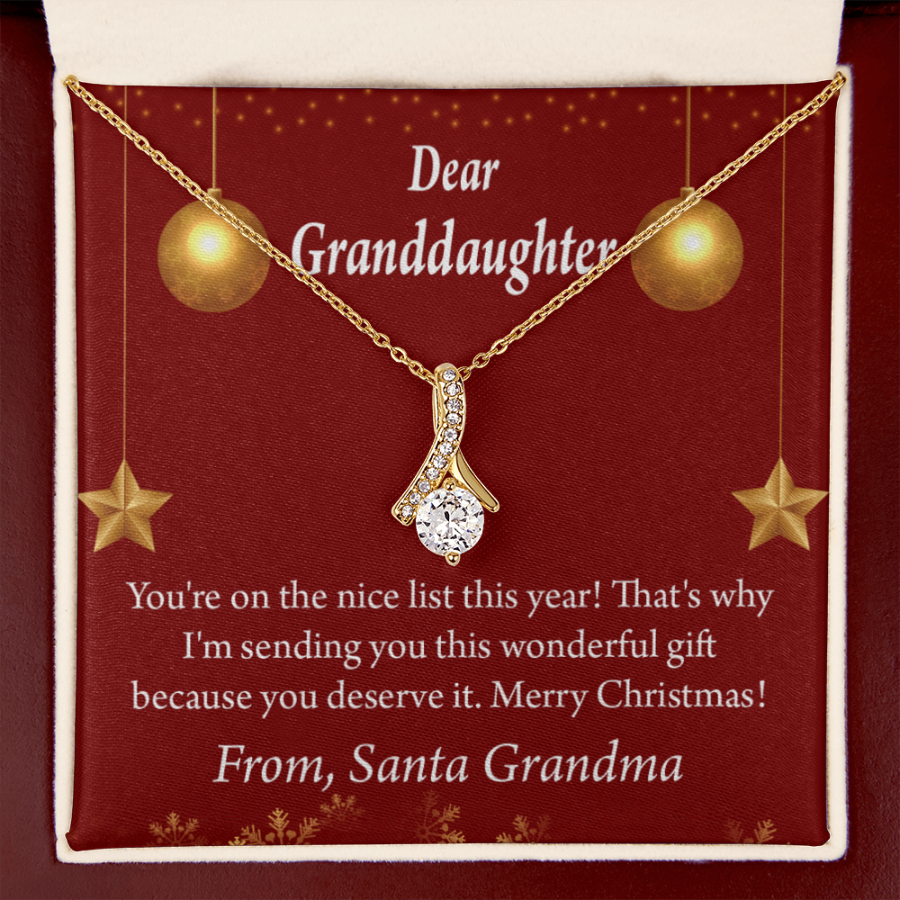 To My Granddaughter Granddaughter Christmas Card Alluring Ribbon Necklace Message Card-Express Your Love Gifts