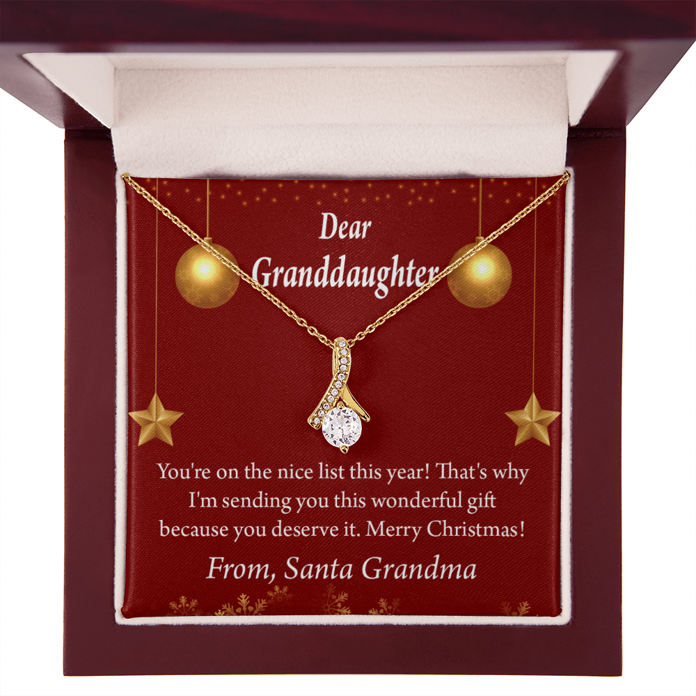 To My Granddaughter Granddaughter Christmas Card Alluring Ribbon Necklace Message Card-Express Your Love Gifts