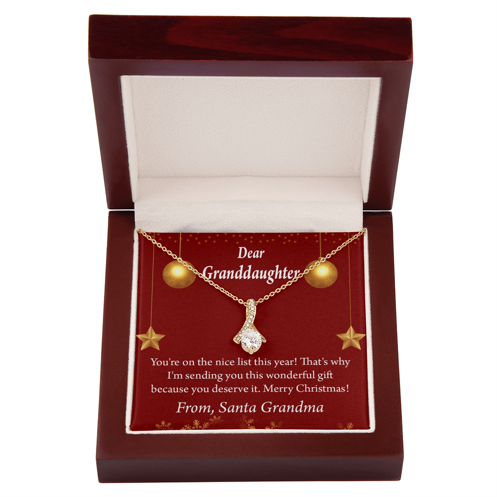 To My Granddaughter Granddaughter Christmas Card Alluring Ribbon Necklace Message Card-Express Your Love Gifts