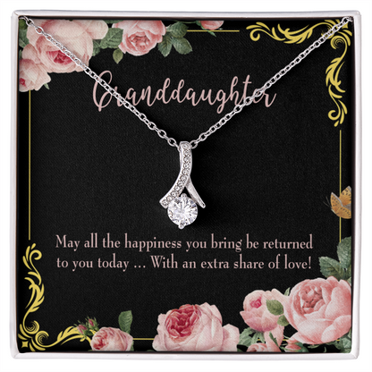 To My Granddaughter Granddaughter Gift Alluring Ribbon Necklace Message Card-Express Your Love Gifts