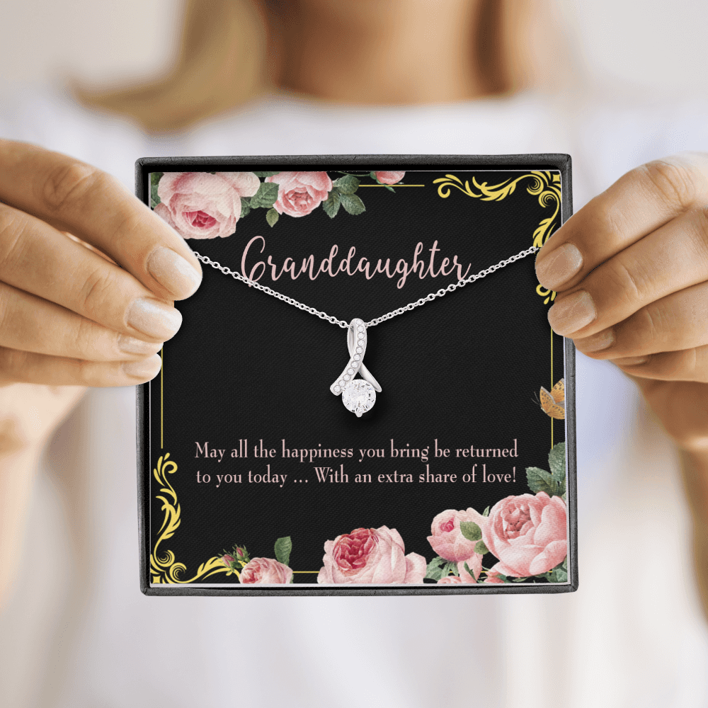 To My Granddaughter Granddaughter Gift Alluring Ribbon Necklace Message Card-Express Your Love Gifts