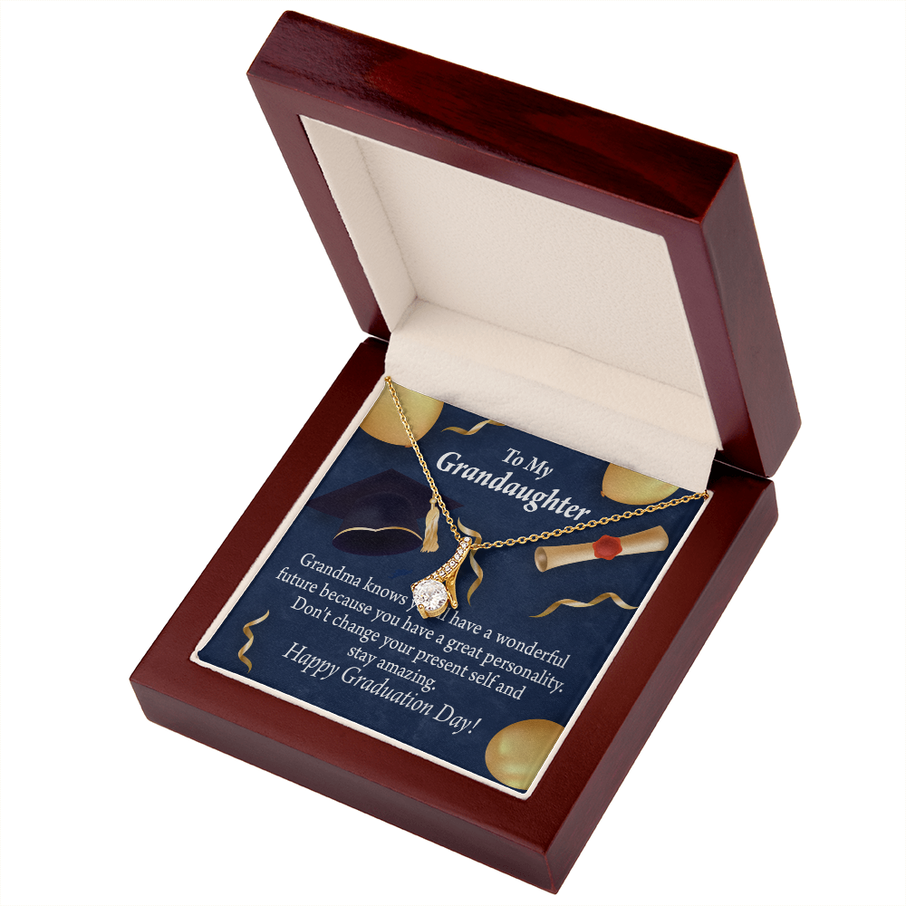 To My Granddaughter Granddaughter Graduation Gift Alluring Ribbon Necklace Message Card-Express Your Love Gifts