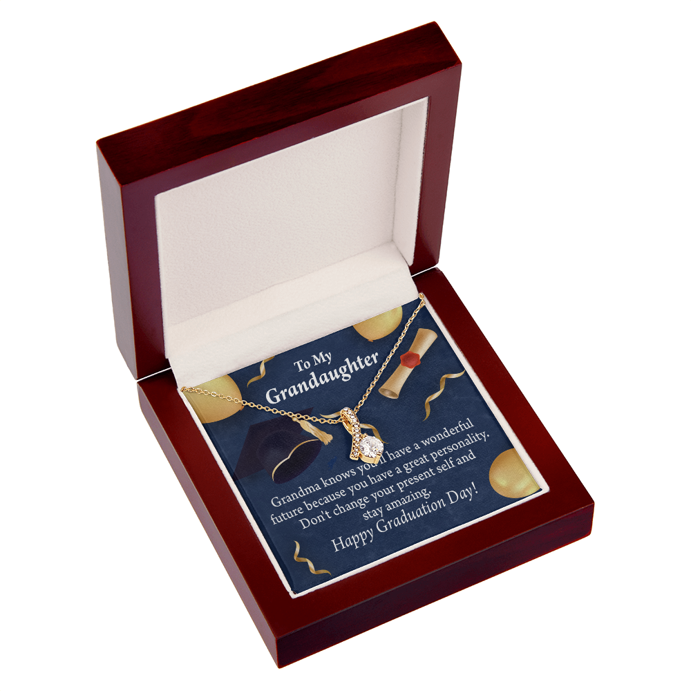 To My Granddaughter Granddaughter Graduation Gift Alluring Ribbon Necklace Message Card-Express Your Love Gifts
