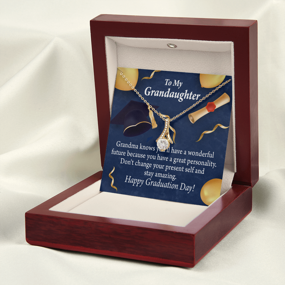 To My Granddaughter Granddaughter Graduation Gift Alluring Ribbon Necklace Message Card-Express Your Love Gifts
