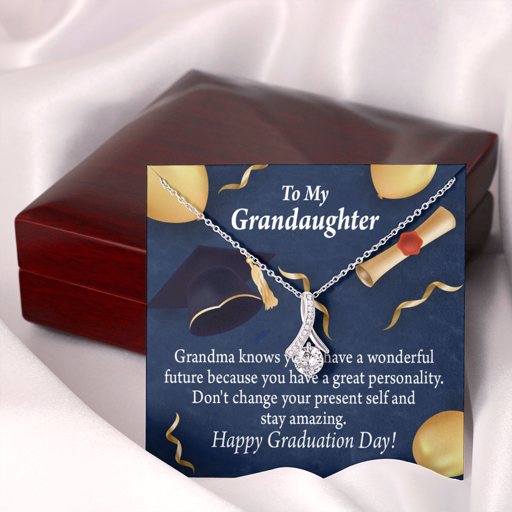 To My Granddaughter Granddaughter Graduation Gift Alluring Ribbon Necklace Message Card-Express Your Love Gifts