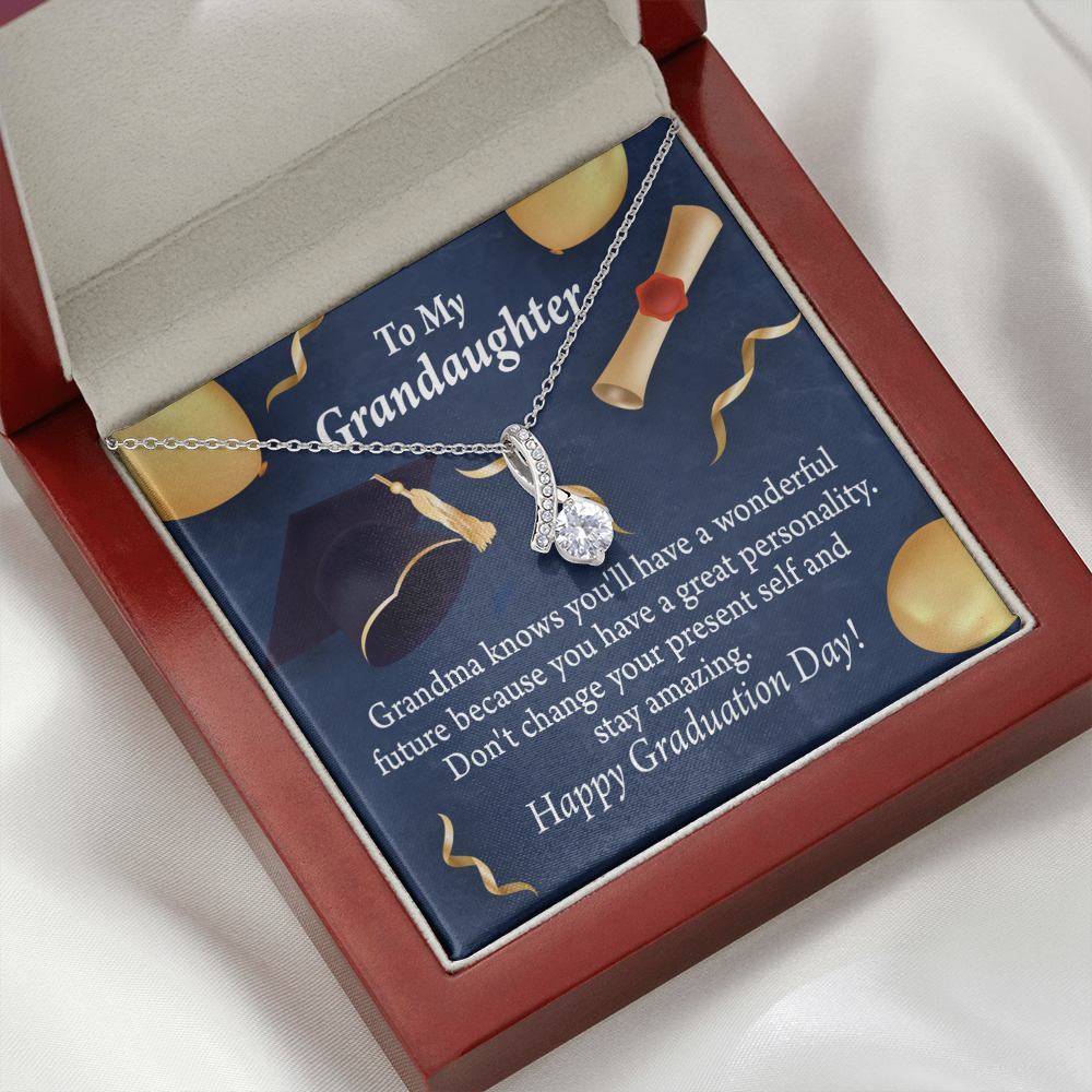To My Granddaughter Granddaughter Graduation Gift Alluring Ribbon Necklace Message Card-Express Your Love Gifts