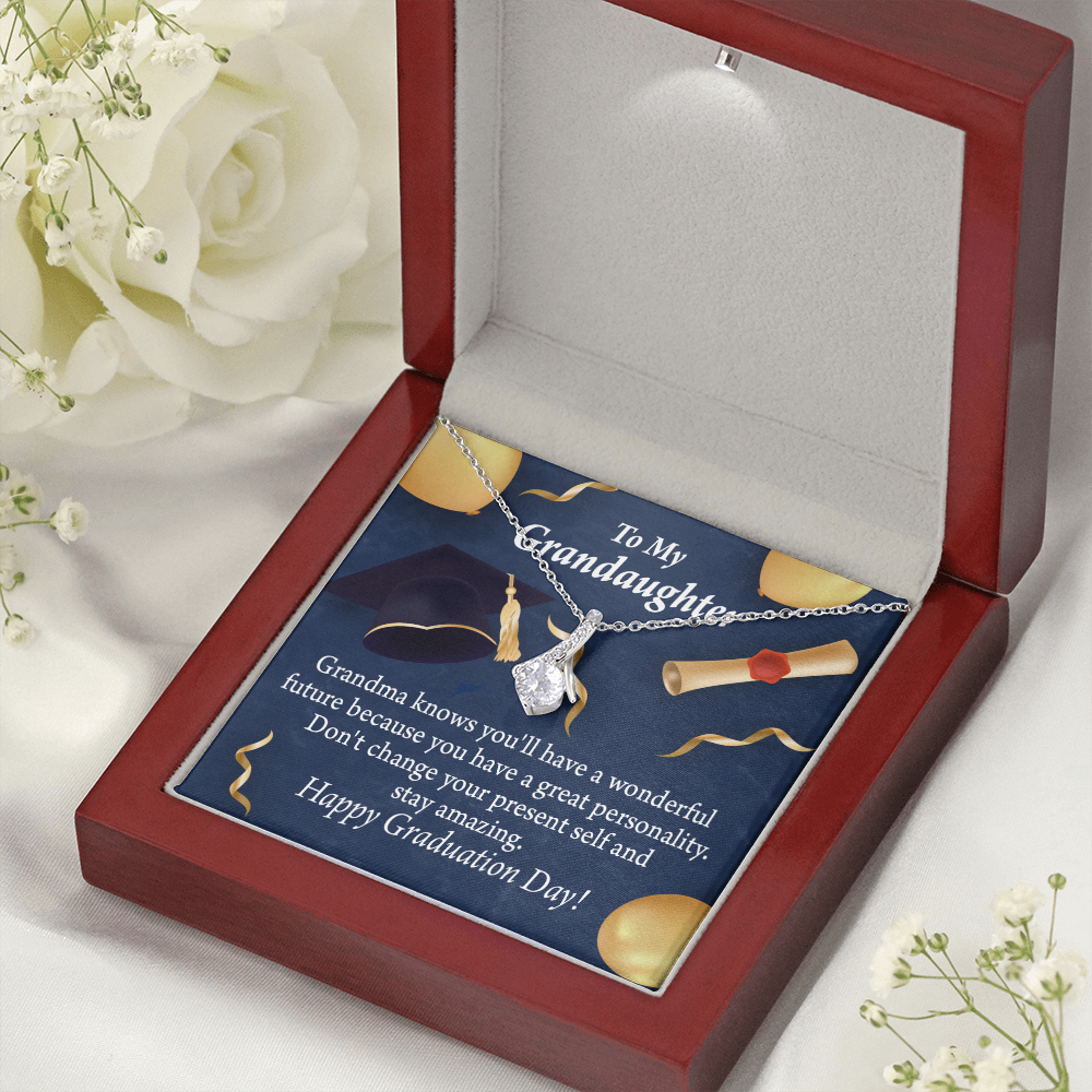 To My Granddaughter Granddaughter Graduation Gift Alluring Ribbon Necklace Message Card-Express Your Love Gifts