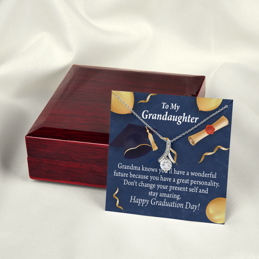To My Granddaughter Granddaughter Graduation Gift Alluring Ribbon Necklace Message Card-Express Your Love Gifts