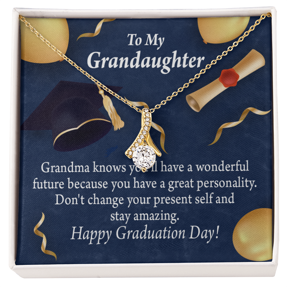 To My Granddaughter Granddaughter Graduation Gift Alluring Ribbon Necklace Message Card-Express Your Love Gifts