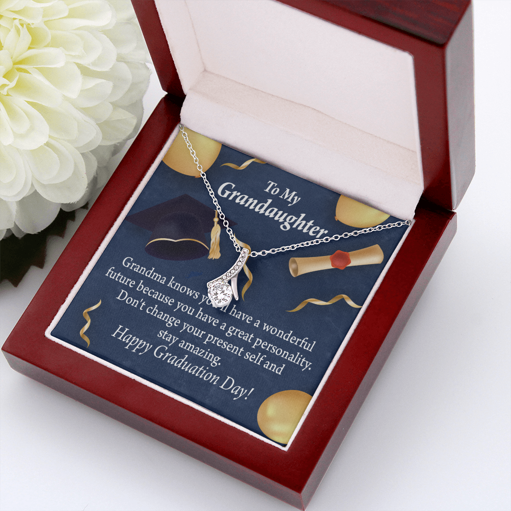 To My Granddaughter Granddaughter Graduation Gift Alluring Ribbon Necklace Message Card-Express Your Love Gifts
