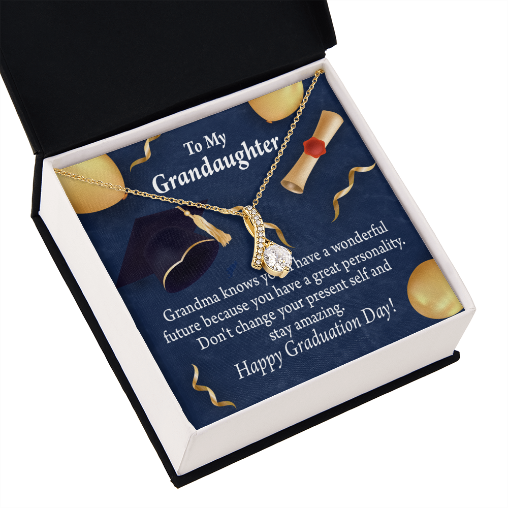 To My Granddaughter Granddaughter Graduation Gift Alluring Ribbon Necklace Message Card-Express Your Love Gifts