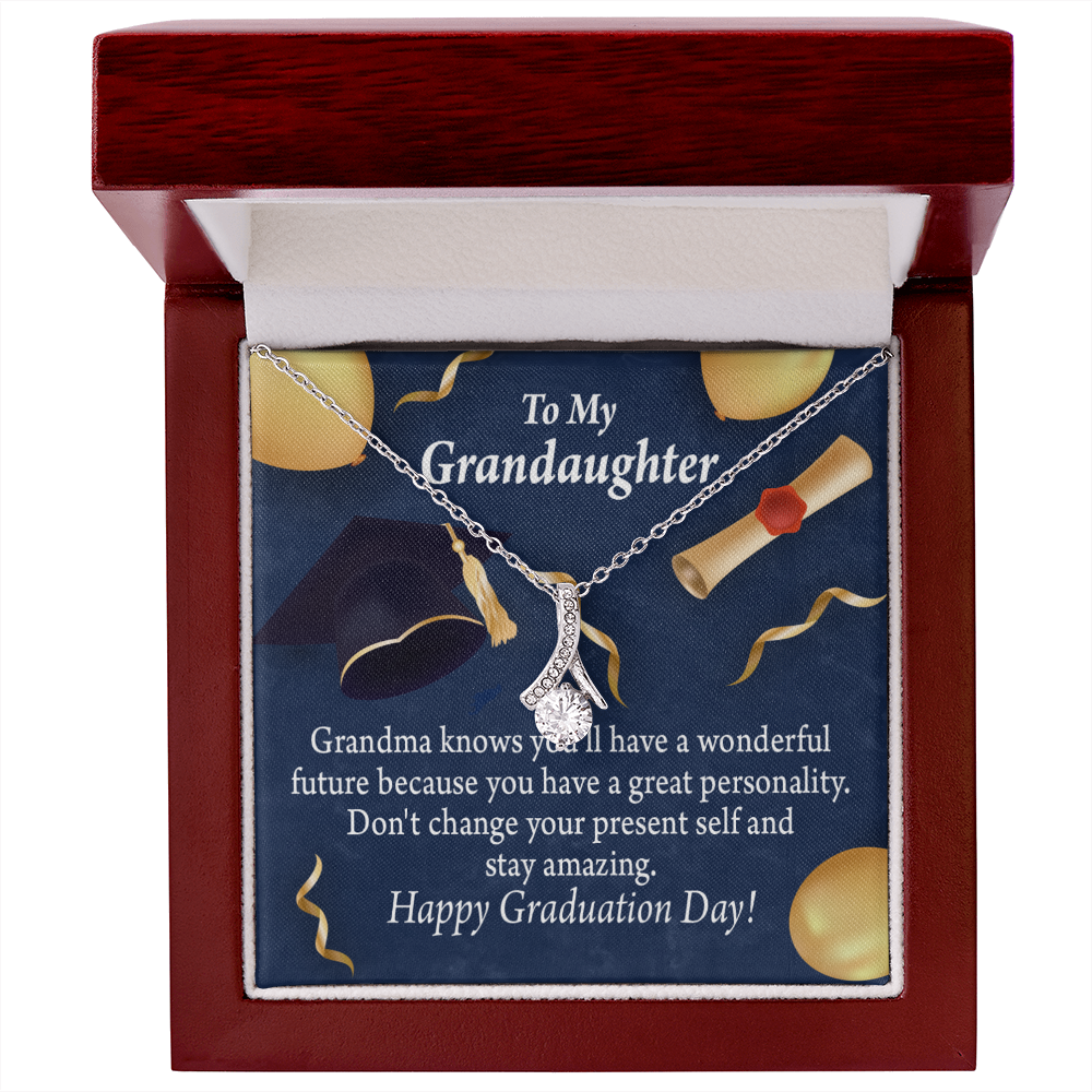To My Granddaughter Granddaughter Graduation Gift Alluring Ribbon Necklace Message Card-Express Your Love Gifts