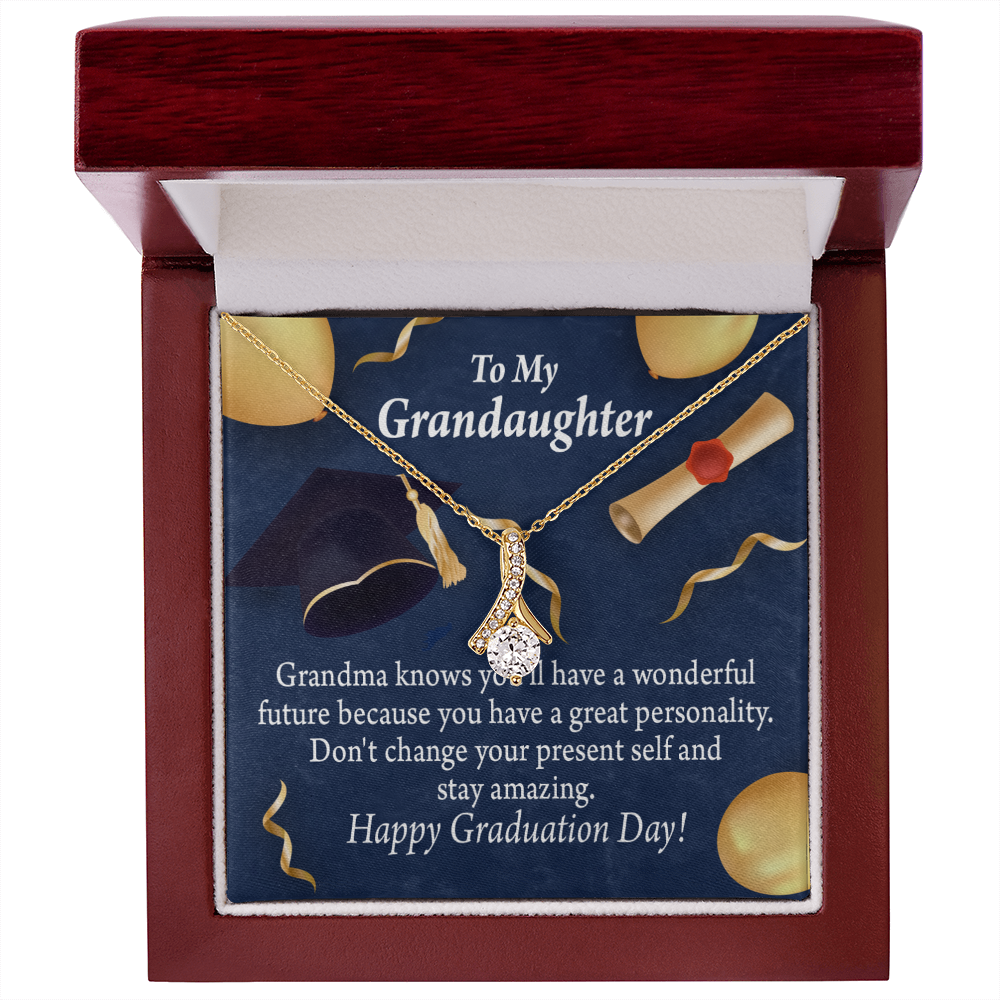 To My Granddaughter Granddaughter Graduation Gift Alluring Ribbon Necklace Message Card-Express Your Love Gifts