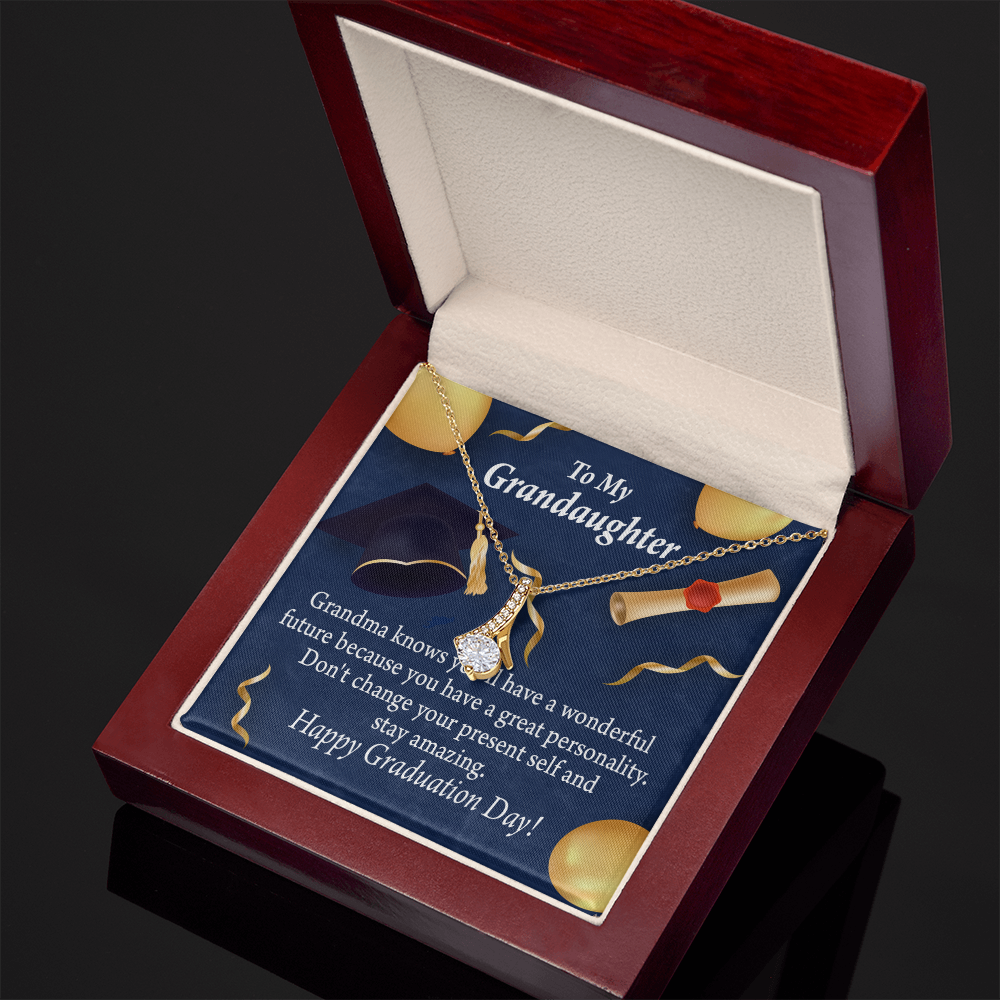 To My Granddaughter Granddaughter Graduation Gift Alluring Ribbon Necklace Message Card-Express Your Love Gifts