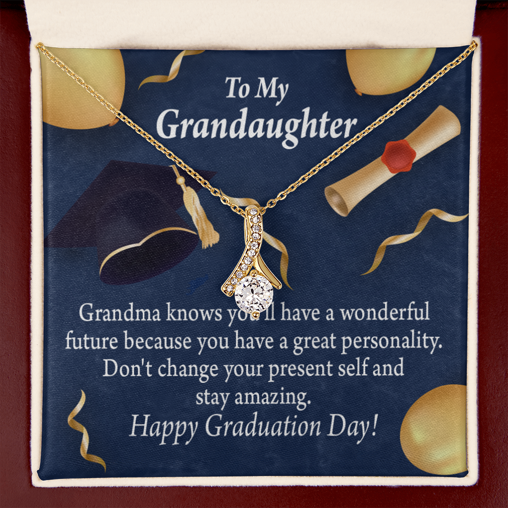 To My Granddaughter Granddaughter Graduation Gift Alluring Ribbon Necklace Message Card-Express Your Love Gifts