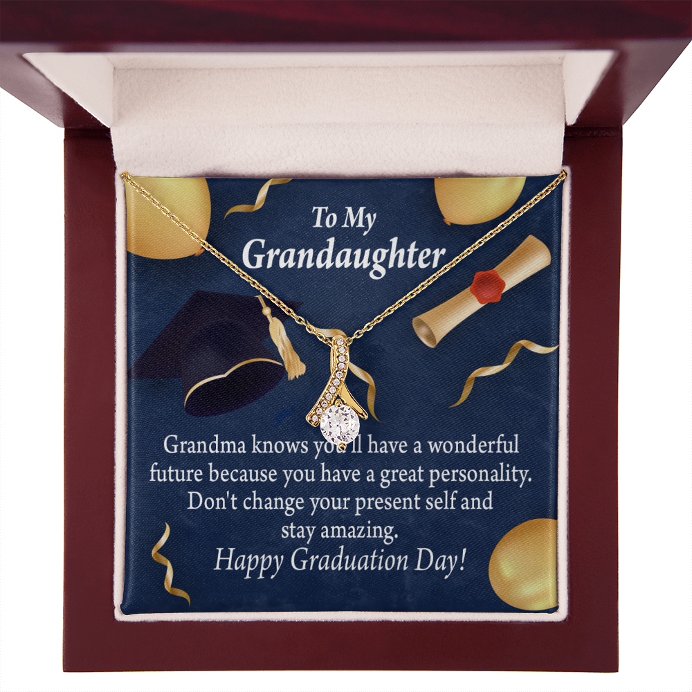 To My Granddaughter Granddaughter Graduation Gift Alluring Ribbon Necklace Message Card-Express Your Love Gifts