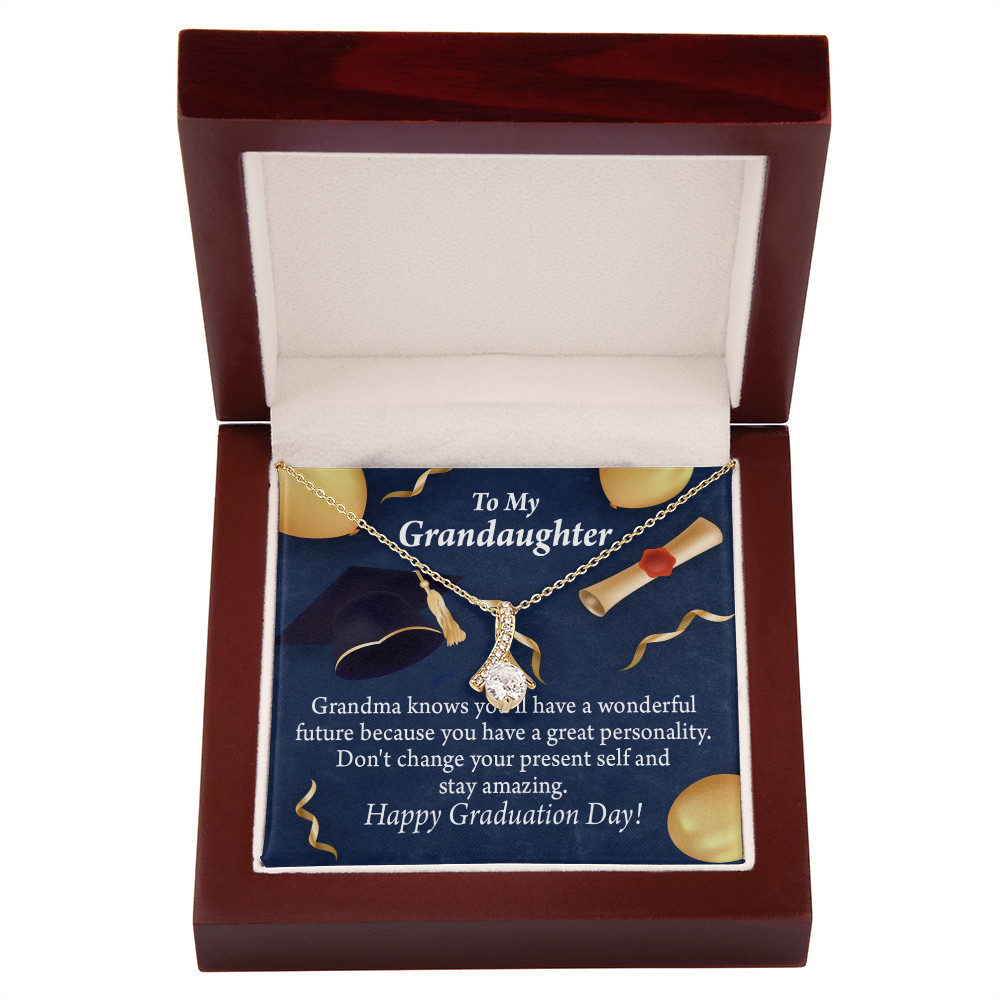 To My Granddaughter Granddaughter Graduation Gift Alluring Ribbon Necklace Message Card-Express Your Love Gifts