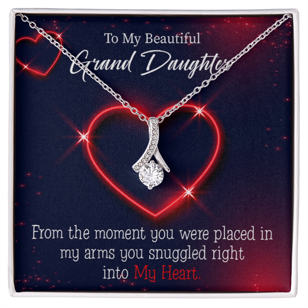 To My Granddaughter GrandDaughter in My Heart Alluring Ribbon Necklace Message Card-Express Your Love Gifts