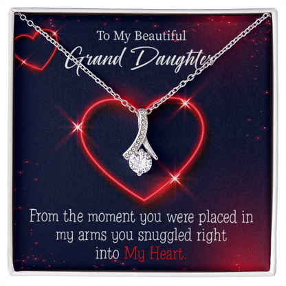 To My Granddaughter GrandDaughter in My Heart Alluring Ribbon Necklace Message Card-Express Your Love Gifts