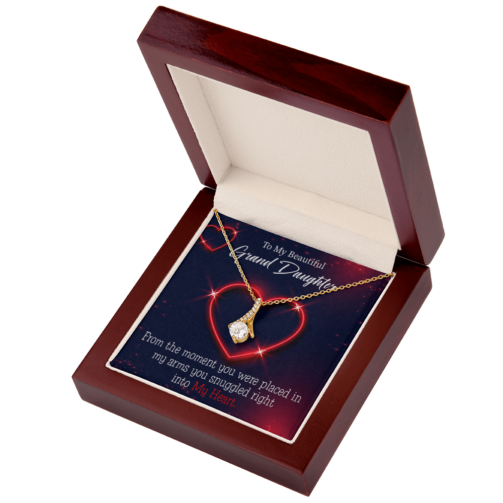 To My Granddaughter GrandDaughter in My Heart Alluring Ribbon Necklace Message Card-Express Your Love Gifts